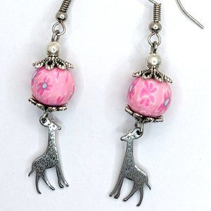 Giraffe with Flower bead Earrings